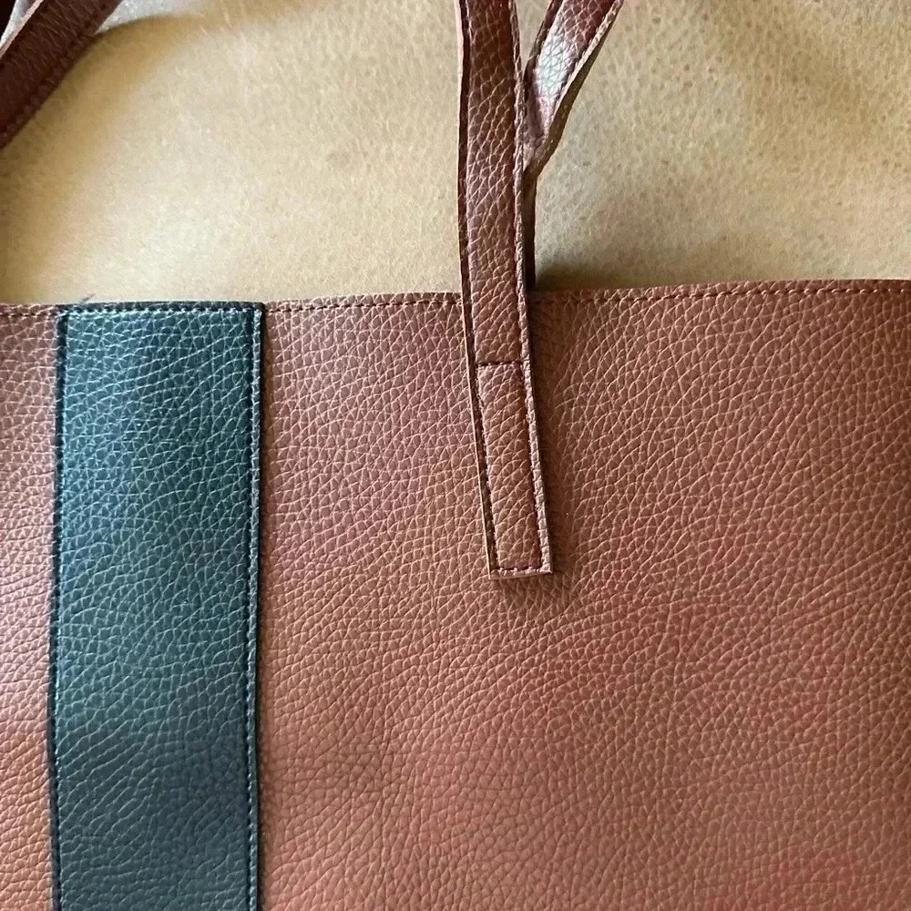 Vegan Pebble Leather Tote Bag Brown Vince Camuto 17 x 12 NWOT - Picture 3 of 9